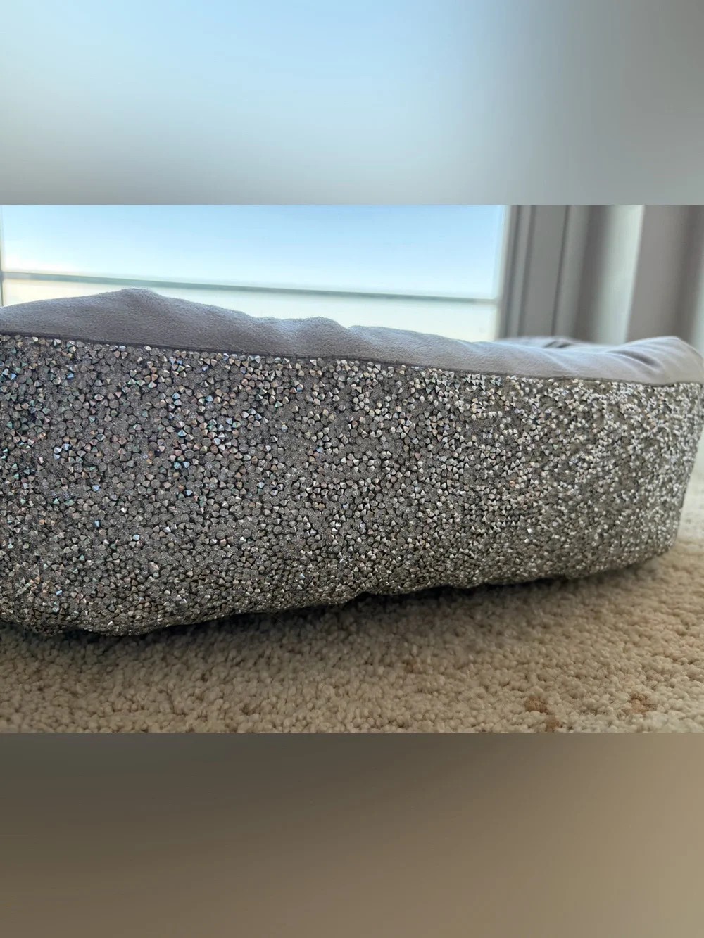 Sparkle Plush Pet Bed in Light Gray